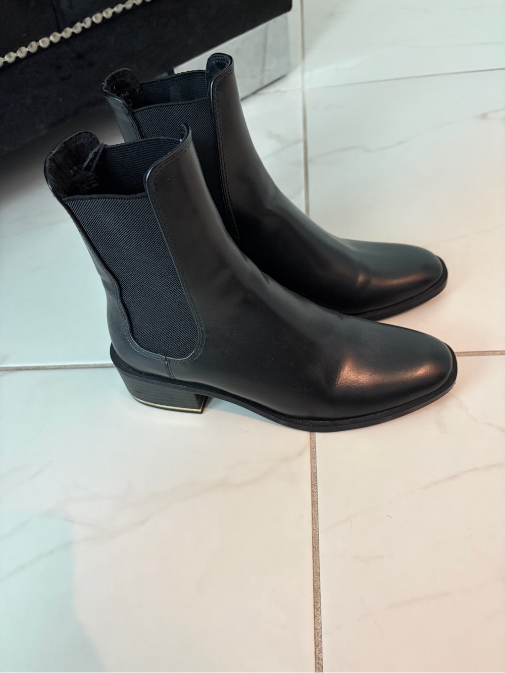 Zara Black Leather Chelsea Ankle Boots